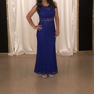 Blue long prom dress